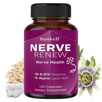  Bunkell Vitamin D Dietary Supplement Capsules To Support Nervous System Health - Contains Vitamins B2, B6, And B12, As Well As Chicory Extract - 120 Capsules, 60-Day Supply