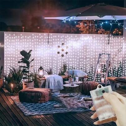 AA Battery Powered LED Curtain String Lights, 8 Modes Starry Twinkle Lights, Suitable For Home Room, Bedroom, Garden, Window, Stage, Wall, Holiday Decoration, Birthday Party, Proposal, Wedding Ceremony Atmosphere Garland Lights (Batteries Not Included)