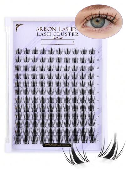 ARISON 120 Cílios Postiços em Cluster de Fada, Comprimentos de 9 a 16mm, Estilo Manga, para Fazer Você Mesma, Cílios Postiços Listrados, Cílios de Gato, Escovinhas para Cílios.