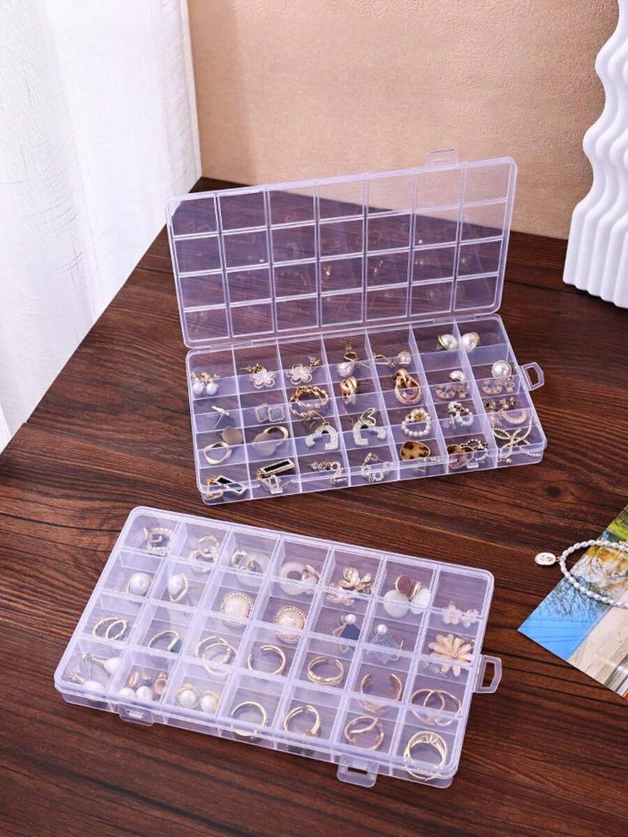 1pc Multi-Functional Transparent Plastic Storage Box, Suitable For Storing Earrings, Rings, Jewelry, Manicure Tools, Manicure Accessories, Jewelry Decorations. Ideal Gift For Women, Travel, Students - Clear - View 1