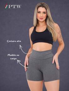 Kit 2 Shorts Legging Feminino Curto Cintura Alta Academia Esportivo - Multicolorido - Visão 4