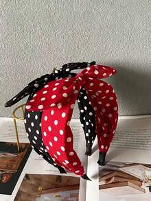 红色波点蝴蝶结复古发箍，情人节礼物 - 彩色 - 查看 1