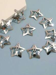 20/15/10/5 Pcs Star Hair Clips Y2K Metal Star Hair Clips Gold Five-Pointed Star Hair Clips Side Bangs Versatile BB Clips, Stars - 5PCS - View 4