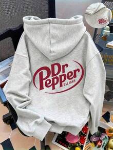FashionFashion1 PcsLetter Graphic Cute Women's Oversized Hoodie In Light Grey, Y2K Style Fall/Winter Clothes For Women180g 100% CottonStylish And Warm Sweatshirt - Màu Xám nhạt - Xem 1