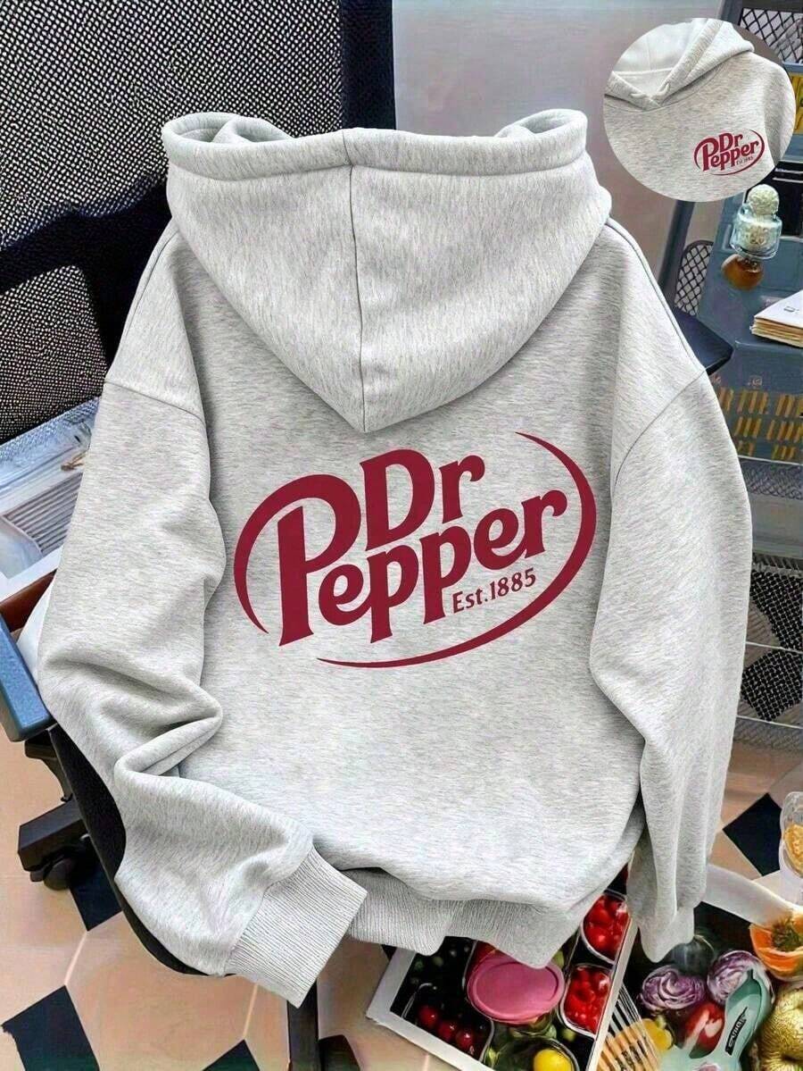 FashionFashion1 PcsLetter Graphic Cute Women's Oversized Hoodie In Light Grey, Y2K Style Fall/Winter Clothes For Women180g 100% CottonStylish And Warm Sweatshirt - Màu Xám nhạt - Xem 1