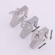 8pcs Stainless Steel Tablecloth Clips, Cat Paw Triangle Non-Slip Stainless Steel Tablecloth Clips, Outdoor Meeting Butterfly & Leaf Tablecloth Fixation Clips, Adjustable - Multicolor - View 2