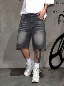 Denim Shorts, Cotton Ripped Jeans Shorts, Straight Leg Casual Shorts, Breathable Versatile Summer Commuter Shorts - Black - View 6