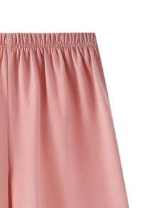 2 piezas Conjunto de camiseta de manga corta y pantalones cortos de verano versátil para niñas, camiseta con estampado floral dulce y pantalones cortos de 5 pulgadas, tela cómoda, conjunto casual refrescante - Rosa - Ver 9