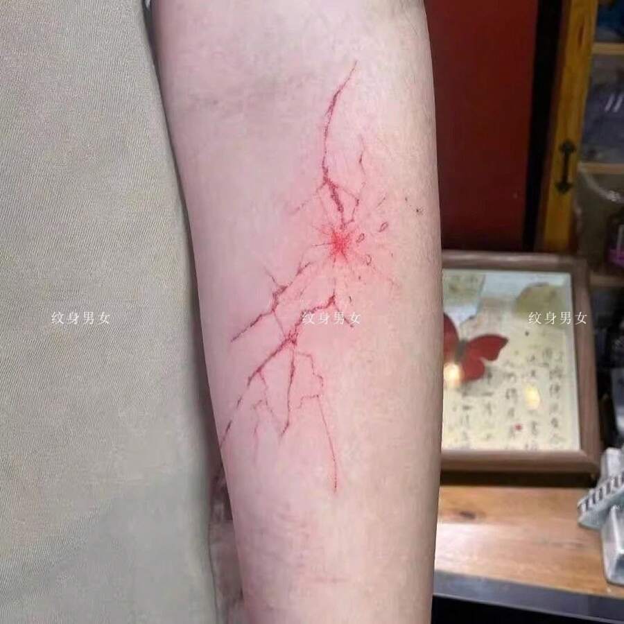 防水カラー タトゥーシール 暗黒系 上腕 鎖骨 デザイン インスタ映え 肌馴染み - Z846 [Hプレート2枚] モルビッドスカーセット - チェックする 1