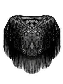 1pc Summer Retro Sequin Tassel Shawl, Versatile Hollow-Out Cape Poncho Shawl For Party - Multicolor - View 11