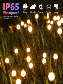 Luces de jardín solares oscilantes con diseño de luciérnagas, luces LED de paisaje para exteriores IP65 a prueba de agua con tallo flexible y diseño oscilante, grandes luces de estaca oscilantes con encendido/apagado automático, adecuadas para el patio, el jardín, el camino, la decoración navideña - Luces solares para jardín - Ver 8