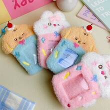 1pc Super Cute Furry Transparent Cartoon Card Holder, Ins Style Cartoon Plush Card Holder, Three Inch Photo Star Card Display Pendant, Multifunctional Id Card, Work Card, Student Card, Teacher Card, Medical Chest Card Available - A - View 2
