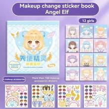 Libro de pegatinas para la cara DIY, Juego de vestir muñecas de moda, Incluye pegatinas reutilizables, Actividad interactiva de pintura facial creativa, Regalo y favor de fiesta perfecto - Multicolor - Ver 12