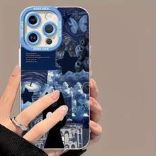 Fondo de pantalla de collage cósmico azul de Kiki, gato negro.funda de teléfono Fundas compatibles con Samsung,Apple,VIVO,OPPO,Motorola,Google,Xiaomi y Honor.Fabricadas en silicona TPU,ofrecen protección contra golpes y caídas. - Blanco - Ver 2