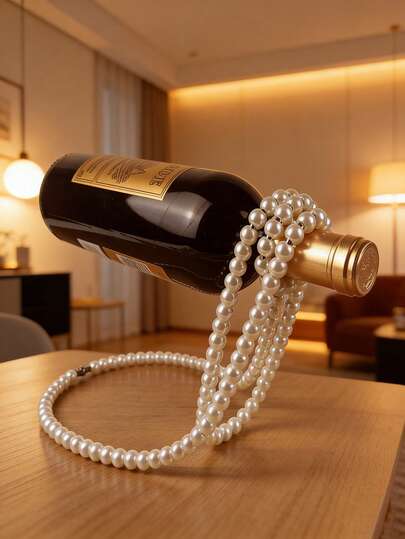 1 chiếc giá treo rượu bằng kim loại hình ngọc trai, thiết kế độc đáo, quà tặng gia đình, trang trí tủ rượu, quà tặng cho chồng, cha, anh trai (có thể chứa chai rượu thông thường 750ml), quà tặng ngày Valentine, trang trí tiệc, sinh nhật, thích hợp cho hoạt động ngoài trời, cắm trại.
