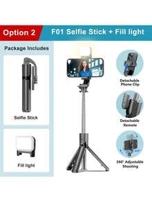Portable Lightweight Extendable Selfie Stick Tripod With Wireless Remote, Detachable Phone Holder With Optional Fill Light, Suitable For Group Selfies, Live Streaming, Video Recording, Compatible With IOS And Android Devices - View 16