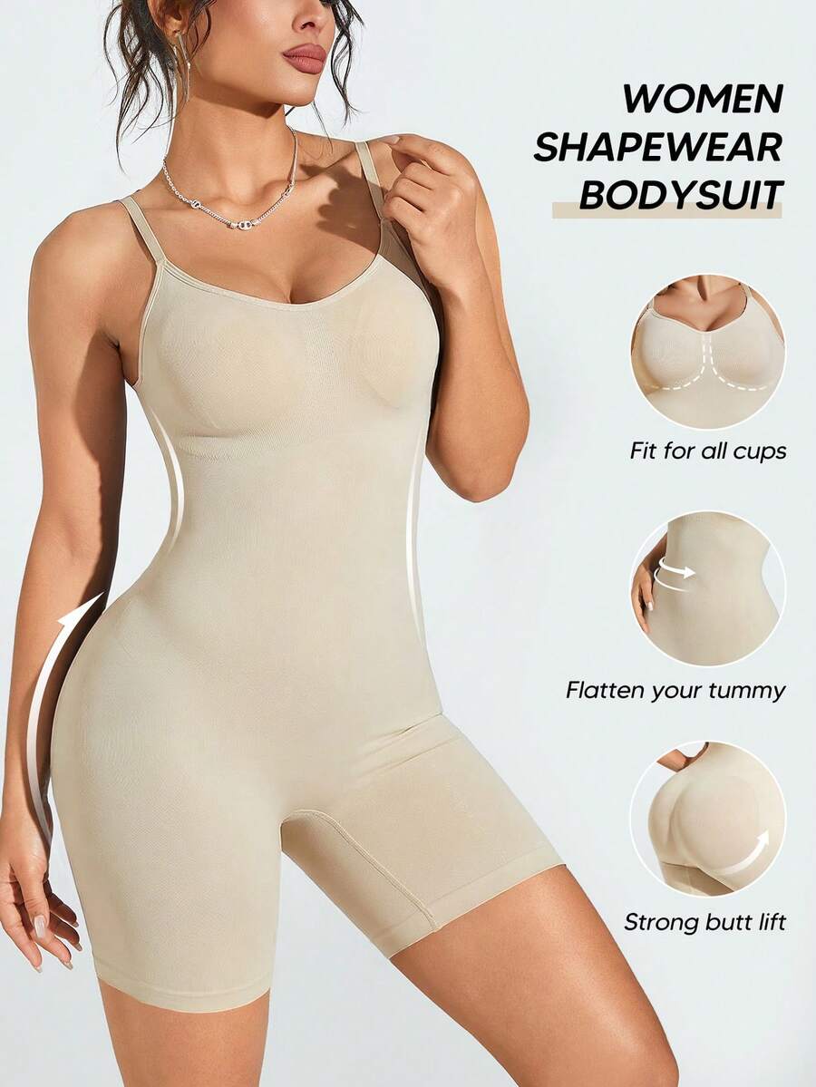 Women's Bust Lifting, Abdomen Slimming, Butt Lifting Shaping Tight Romper - Apricot - View 1
