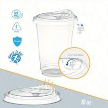 20Pack  Iced Coffee Cups With Lids,Clear Plastic Cups With Strawless Sip Lids,Round Bottom To Go Cup For Iced Coffee Juice Smoothie Cold Beverage - View 6