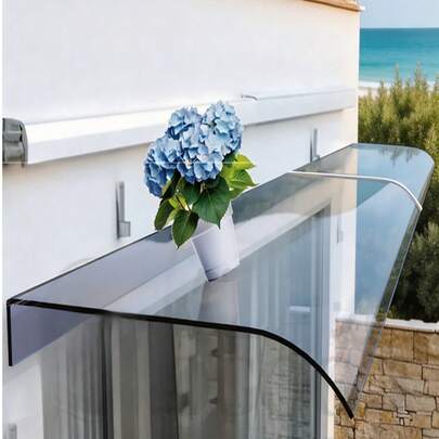 UVGuard Invisible Perspective Canopy - All-Season Waterproof Plastic Window Awning & Door Canopy, Easy Install, Outdoor Sun Protection, Minimalist Design