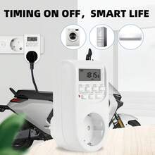 Enchufe Inteligente Electrónico con Temporizador Digital, Programación Semanal, Interruptor Temporizador de 12/24 Horas, Estándar UK/US/EU, Controlador de Tiempo para Electrodomésticos de Cocina TUCD - Enchufe estadounidense - Ver 3