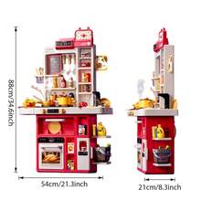TONSSIDA 69Pcs Toddler Kitchen Toy Set, Realistic Cooking Simulation With Sound Effects, Kids Role Play Gift - Red - View 2