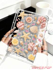 海星贝壳2D图案平板电脑保护套,兼容iPad Air 11英寸M3(2025款)/M2(2024款)、Air第五代(2022款)、(A16)11英寸第十一代(2025款),兼容三星Galaxy Tab平板电脑,Kindle Paperwhite第十二代(2024款),透明背壳,时尚图案保护套,支持自动睡眠/唤醒功能,气囊保护,适合作为礼物和办公用品。 - 彩色 - 查看 5