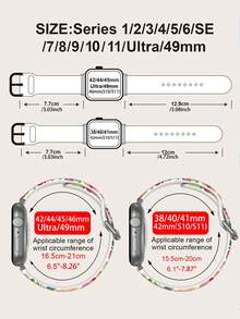1条鲜艳红色花卉图案柔软弹性透气舒适腕带，适用于三星、荣耀智能手表，尺寸可选38mm、40mm、41mm、42mm、46mm、45mm、44mm、49mm；时尚休闲多色硅胶表带，适用于苹果手表Ultra系列SE/11/10/9/8/7/6/5/4/3/2/1 - 彩色 - 查看 6