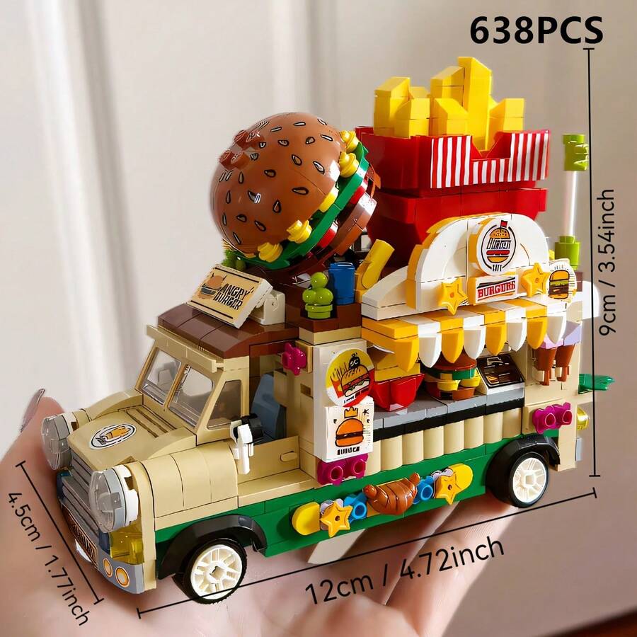成人积木甜点餐车，迷你冰淇淋车积木套装，绝佳生日礼物 - 1件 - 查看 1