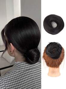 Búi tóc giả 3 inch được cố định bằng dây chun giúp giữ phần đuôi tóc và kéo dài búi tóc. Thích hợp cho phụ nữ, cũng có thể dùng như kiểu tóc đuôi ngựa. - Nhiều màu - Xem 18