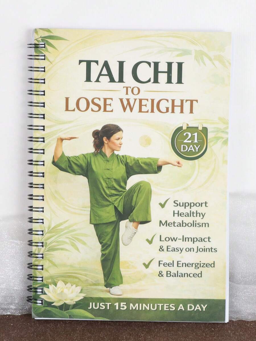 21天太极减肥计划螺旋笔记本，15分钟低强度燃脂、促进新陈代谢及健康手册，父亲节和母亲节礼物