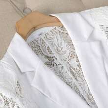Sheer White Blazer Jacket For Women, Thin Style, Casual Office Wear, 3/4 Sleeve, Petite Spring - trắng - Xem 4