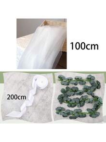 婚礼走道长椅套装，白色仿毛皮长椅套，配丝带蝴蝶结和人造桉树花环，适用于婚礼仪式走道长椅 - 查看 6