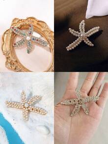 Women's Sweet And Elegant Star Pearl Fully Studded Hair Clip, Lightweight And Portable Anti-Slip Durable, Suitable For Daily Or Beach Date Fashion Accessory, Perfect Gift For Friends And Family On Vacation,Summer,Holiday,Travel, Head Accessories - Multicolor - View 12