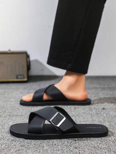 Dép xăng đan nam mùa hè 2026 kiểu đan chéo, có thể điều chỉnh, dép đi biển chống trơn trượt, dép xỏ ngón cao cấp cỡ lớn, kiểu dáng thường ngày.