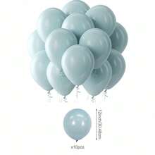10个12英寸乳胶气球，复古鼠尾草绿、灰蓝色、棕色，适合生日派对、婚礼、周年纪念、返校装饰 - 彩色 - 查看 10