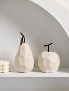 Esculturas de frutas em resina, decoração geométrica minimalista moderna, acessórios de decoração para casa, ideais para armários, festas, mesas de escritório, formatos de pera e maçã. - Vários estilos - Ver 2