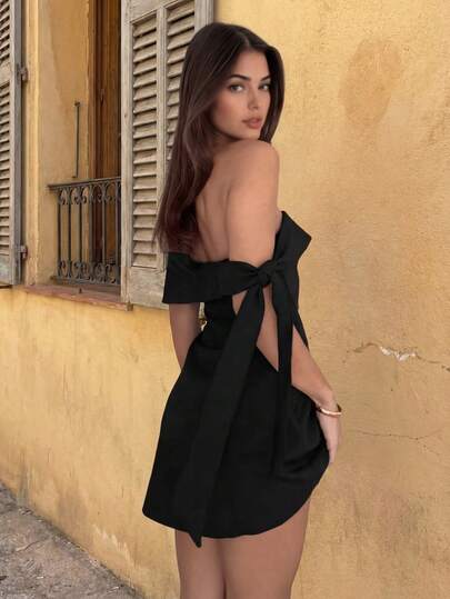 European And American Fashion Casual Elegant Off-Shoulder High Waist Sexy Design Brown Dress, Party/Dating Outfit, Summer Dress For Women