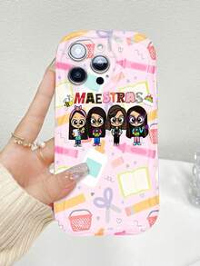Lindas maestras con temática escolar rosa.funda de teléfono Fundas compatibles con Samsung,Apple,VIVO,OPPO,Motorola,Google,Xiaomi y Honor.Fabricadas en silicona TPU,ofrecen protección contra golpes y caídas. - Blanco - Ver 5