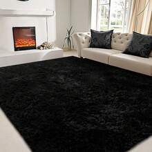 Rectangular Shaggy Rugs Living Room, Grey Large Rugs For Living Room, Soft And Fluffy Area Rugs For Bedroom, Durable And Easy To Clean Modern Home Decor, Atmosphere High End Decorative Carpet. - Black - View 10