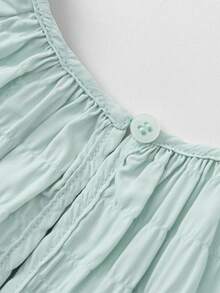 Balabala 女童公主裙 荷叶袖 蓬蓬裙 甜美梦幻派对生日礼服 2026夏季款 - 粉綠 - 查看 6