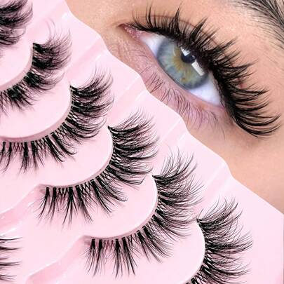 7 Pairs Cat Eye Eyelashes Clear Band Fluffy False Eyelashes Photogenic Eye Lashes Faux Mink Lashes Natural Look Eyelashes Flowing Lash Extension Makeup