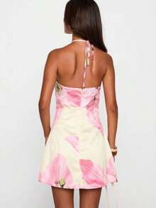 Sexy Suspender Flower Print Slim Fit Length Dress - Màu sắc - Xem 2