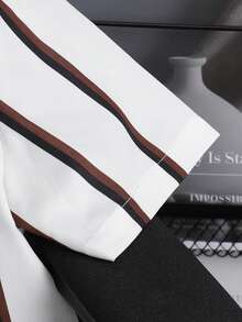 Bộ 2 áo nỉ phối sọc kiểu dáng thường ngày cho bé trai, thích hợp cho mùa xuân/thu. - trắng - Xem 4