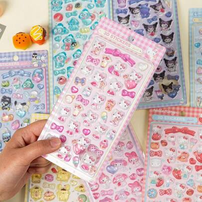 手工装饰贴纸，适合儿童、办公室和学校装饰，可用作笔记本贴纸、账簿贴纸、行李箱贴纸、吉他装饰贴纸、激光贴纸，也适合作为圣诞礼物和圣诞装饰品赠送亲朋好友，随机日本动漫人物高级贴纸