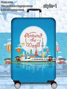 1個 / 全球旅行系列印花圖案 / 平面印花設計 / 行李箱套 (僅含行李箱套，不含行李箱) / 適用於20至28英吋行李箱 / 加厚布料製成 / 您的旅行與託運行李必備配件 - 彩色 - 查看 38