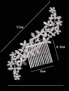 1pc Women's High-Grade Heavy-Duty Hair Comb With Rhinestones Elegant Boho Tiaras,Wedding Hair Accessories - Silver - View 5