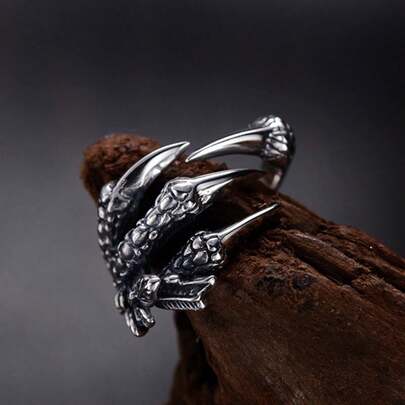 خاتم مفتوح على شكل مخلب نسر قديم، هدية عصرية عالية الجودة للرجال، قابل للارتداء اليومي المتنوع