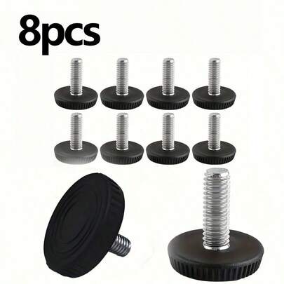 8个M8螺纹家具腿，可调节家具腿螺丝，家用家具水平腿螺丝，适用于桌子、橱柜、椅子和凳子