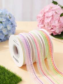 1 rouleau de ruban macaron rayé arc-en-ciel - ruban "rayure à bulles" semi-transparent décoré de rayures macaron arc-en-ciel vibrantes. Ce ruban est parfait pour l'emballage de cadeaux et la décoration de lieux, convenant particulièrement pour la fête des mères, les mariages, les anniversaires, les remises de diplômes, divers événements à thème, les anniversaires et les fêtes des célibataires. - Taille unique - Voir 2