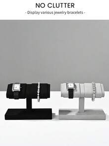 Oirlv Soporte doble para relojes de muñeca, estante de almacenamiento de relojes de microfibra, organizador de joyas y pulseras, soporte para exhibición de relojes y brazaletes - Multicolor - Ver 3